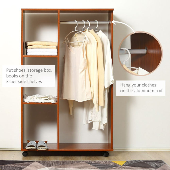 Walnut Open Wardrobe | High Quality | Clothes Hanging Rail | Organizer