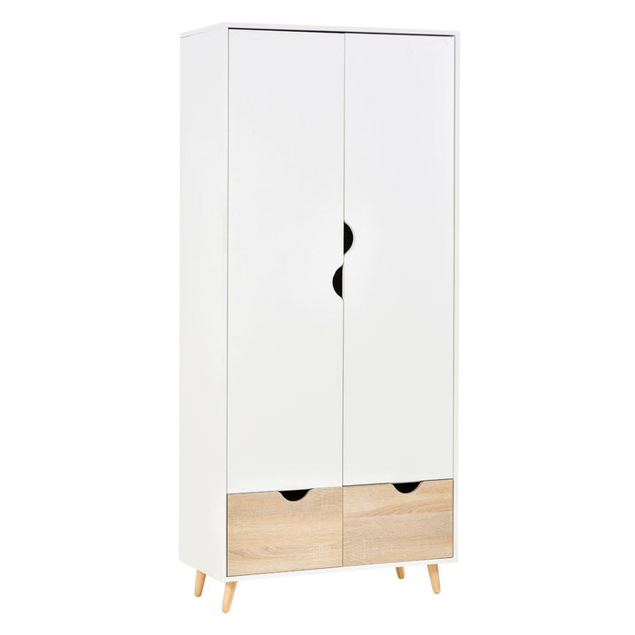 Premium Particle Board 2-Drawer Wardrobe | White/Oak | Spacious & Durable | HOMCOM