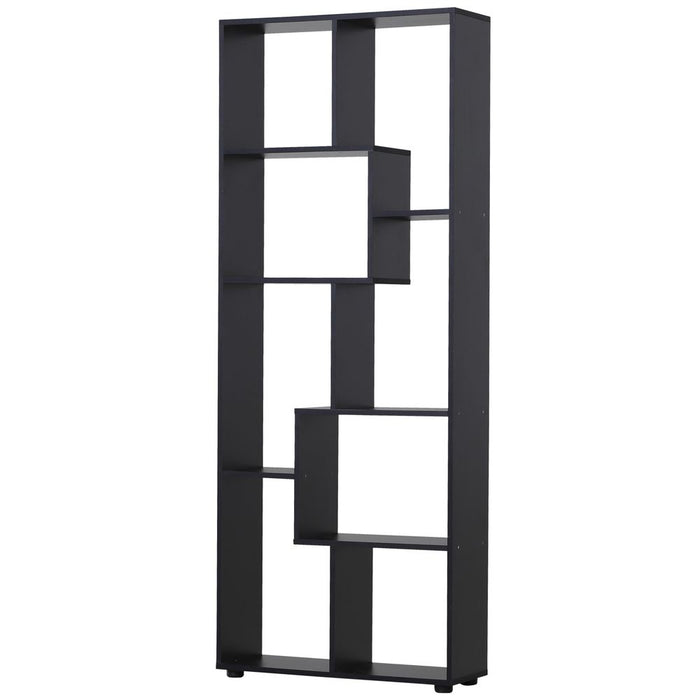 178cm 8-Shelf Bookcase Melamine Black Foot Pads | Multipurpose 8-Grid