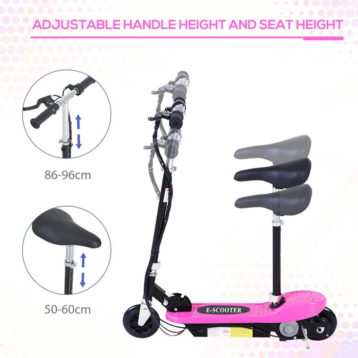 HOMCOM Outdoor Ride On Powered Scooter for kids Sporting Toy 120W Motor Bike 2 x 12V Battery - Pink