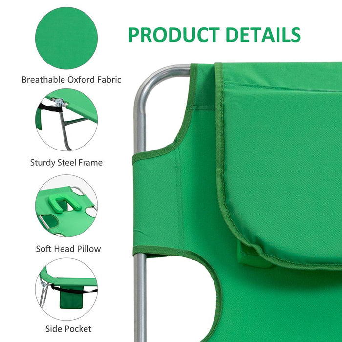 Premium Reclining Lounge Chair with Face Cavity & Pillow - Best Quality Green Garden Chair for Ultimate Relaxation!