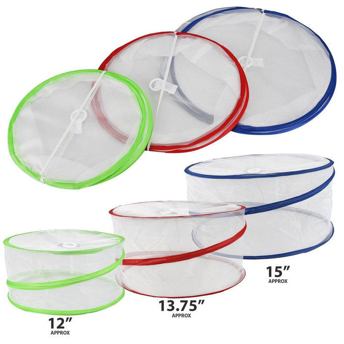 Collapsible Pop Up Food Covers | Set of 3 | Keep Your Food Bug-Free | Clear View | Easy Storage