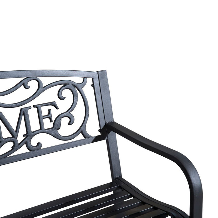 High-Quality 2-Seater Bench - Durable Steel Frame - Ideal for Gardens and Patios - Relax and Enjoy the Outdoors - Black