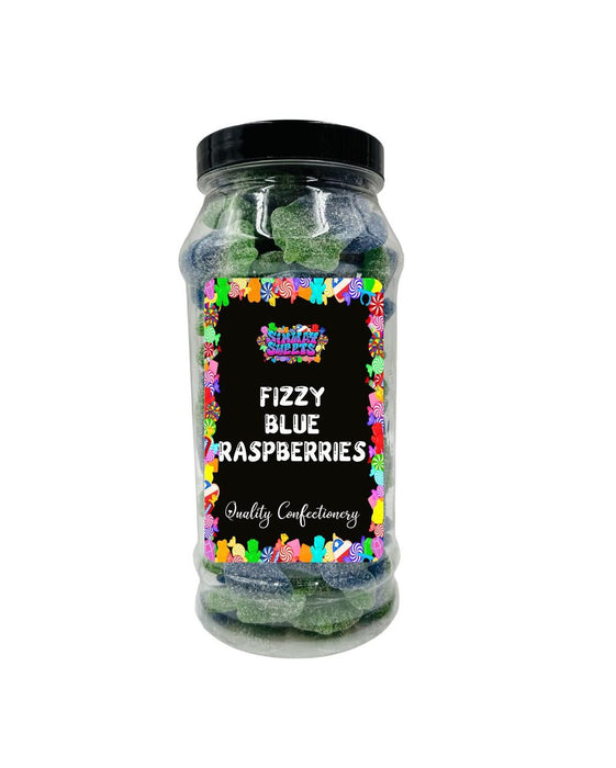 Fizzy Blue Raspberries - Retro Sweets Gift Jar - Blue Sweets - Free Delivery