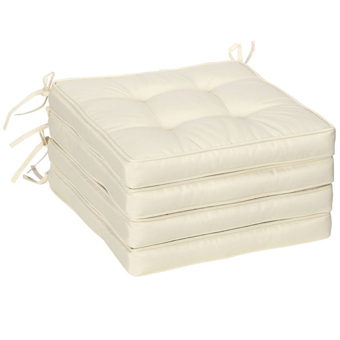 Premium Cream Garden Seat Cushion - Durable & Comfortable - 40 x 40cm - Secure Ties - High Quality