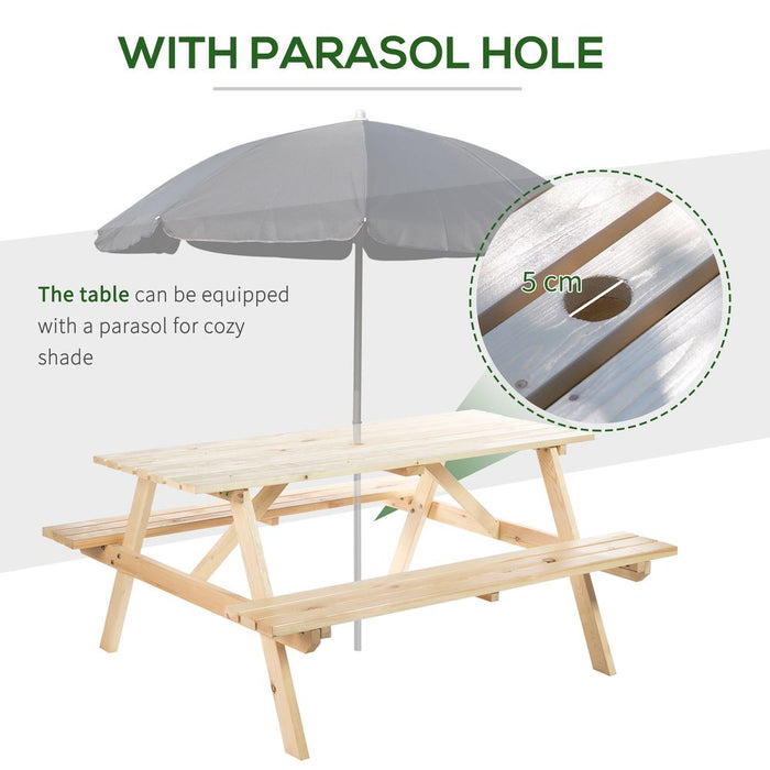 Outsunny 4-Seater Wooden Picnic Set-Fir Wood