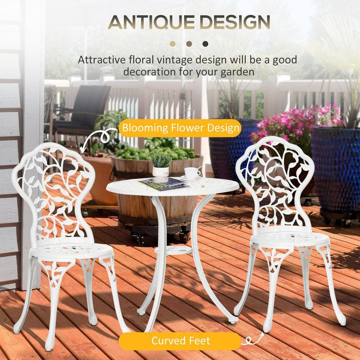 Outsunny Aluminium Bistro Set: Coffee Table + Chair - Outdoor Dining at its Best