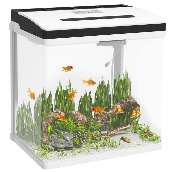 PawHut 28L Glass Fish Tank, Filter, LED Lighting