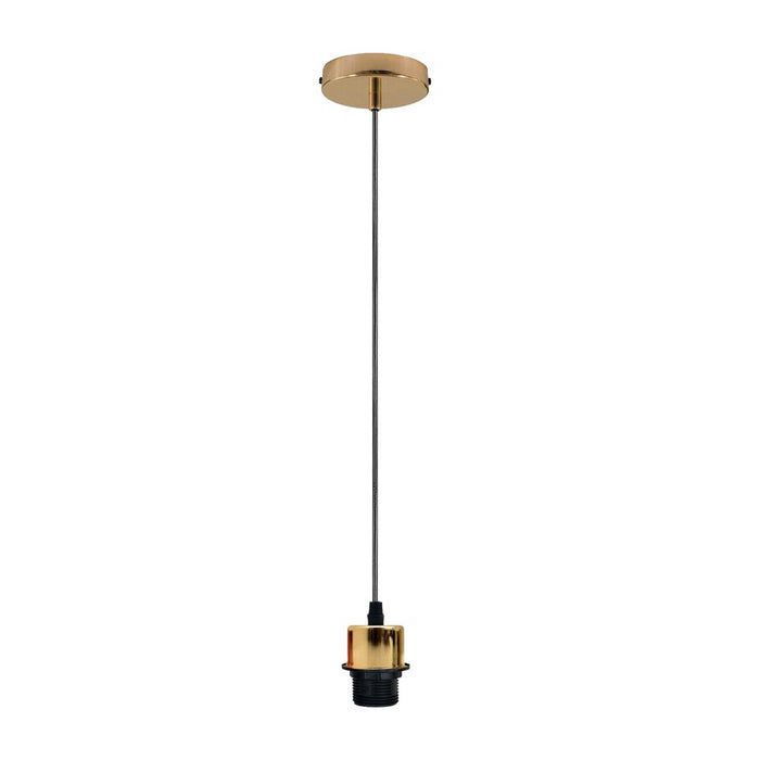 Industrial French Gold Pendant Light Fitting, Lampshade Addable E27 Lamp Holder UK Holder Fitting Set With PVC Cable.