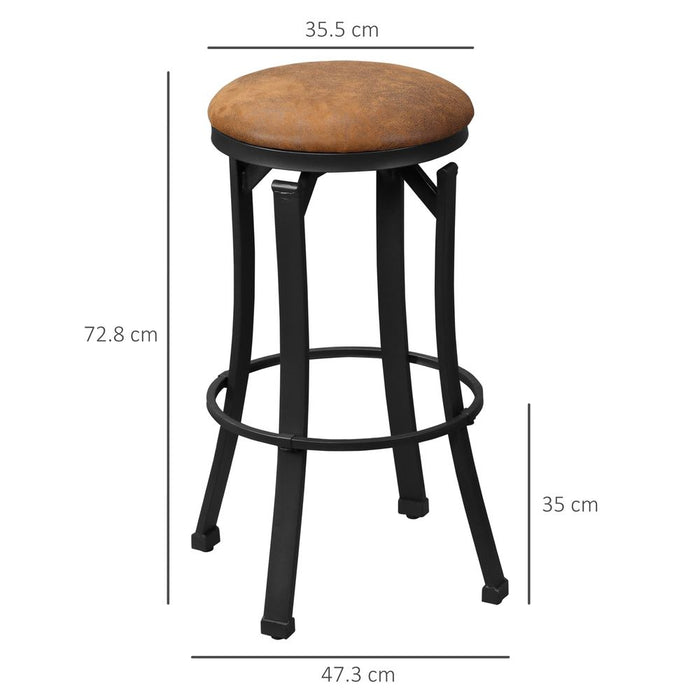 Set of 2 Brown Microfiber Cloth Bar Stools | Steel Legs | High Quality