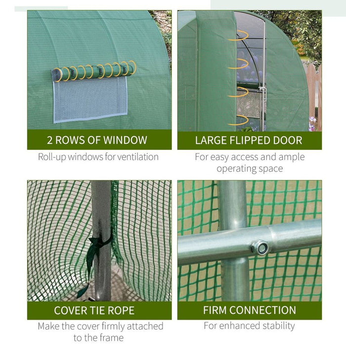 Outsunny 3x2M Walk-in Polytunnel Garden Greenhouse - High-Quality Steel Frame, Durable PE Cloth & Reinforced Design