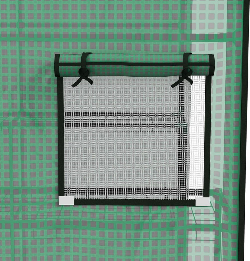 Outsunny Walk-in Greenhouse Cover Replacement with Door and Mesh Windows, Green