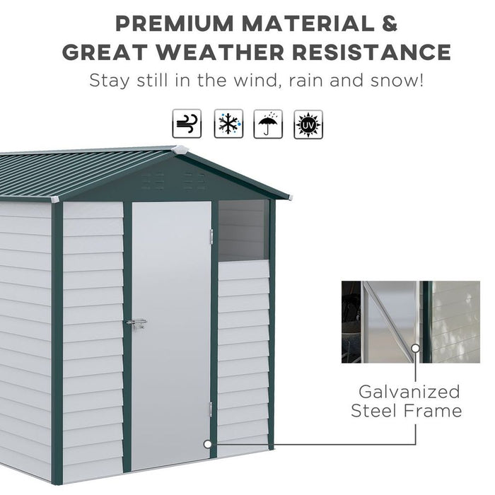 Premium 9x6 Galvanized Metal Garden Shed - Secure & Spacious Storage Solution for Backyard & Patio