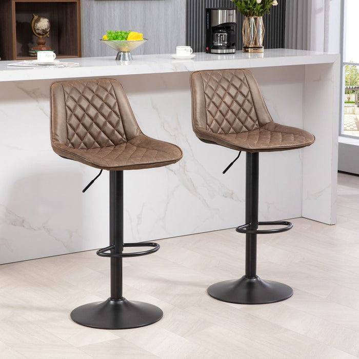 HOMCOM Bar Stools Set of 2, Adjustable 360° Swivel Chairs, Brown. Stylish, Comfortable, High Quality.