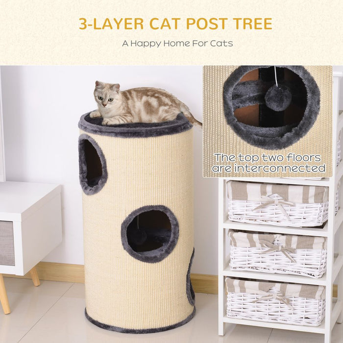 Premium Sisal Cat Scratching Barrel - Multi-Level Activity Center - High-Quality from Pawhut