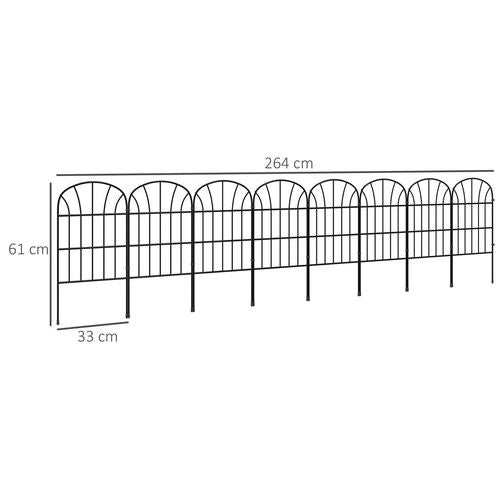 Outsunny 8PCs Decorative Garden Fencing 24in x 8.7ft Metal Border Edging