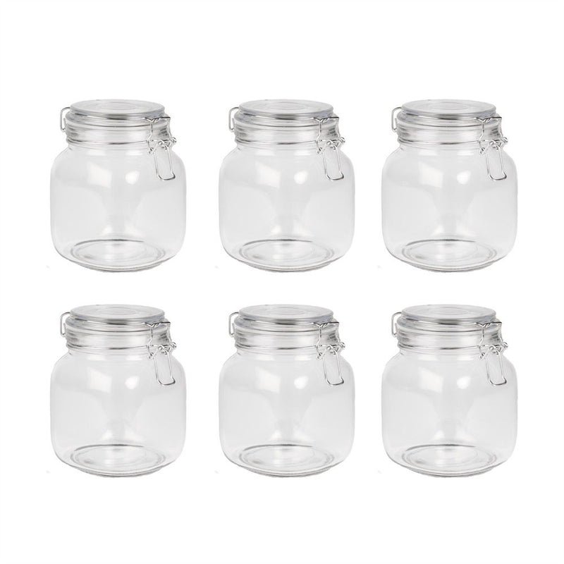 1L Glass Storage Jars with Clip Top Lid - Set of 6 | M&W