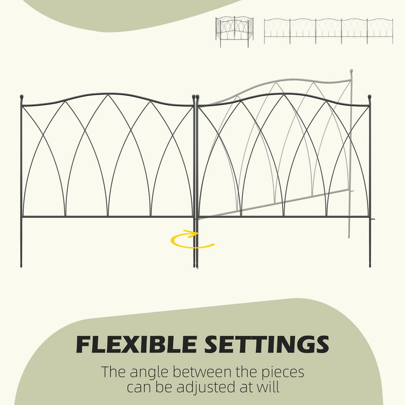 Outsunny Metal Border Edging - Decorative Garden Fencing, 5PCs