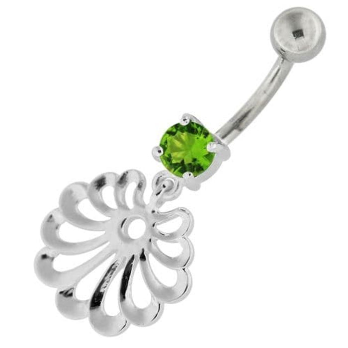 Fancy Jeweled Dangling Single Stone Belly Ring