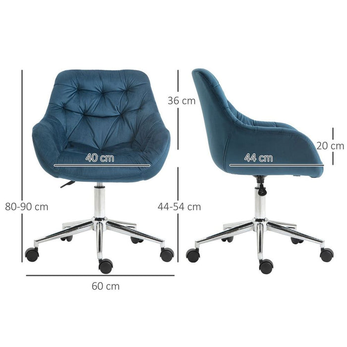 Blue Velvet Home Office Chair: Comfy, Adjustable Height, Armrest - High-Quality Desk Chair!