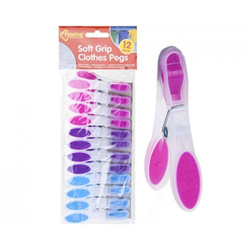 Premium Cloth Pegs - Soft Grip, High-Quality Plastic, 12 Pcs