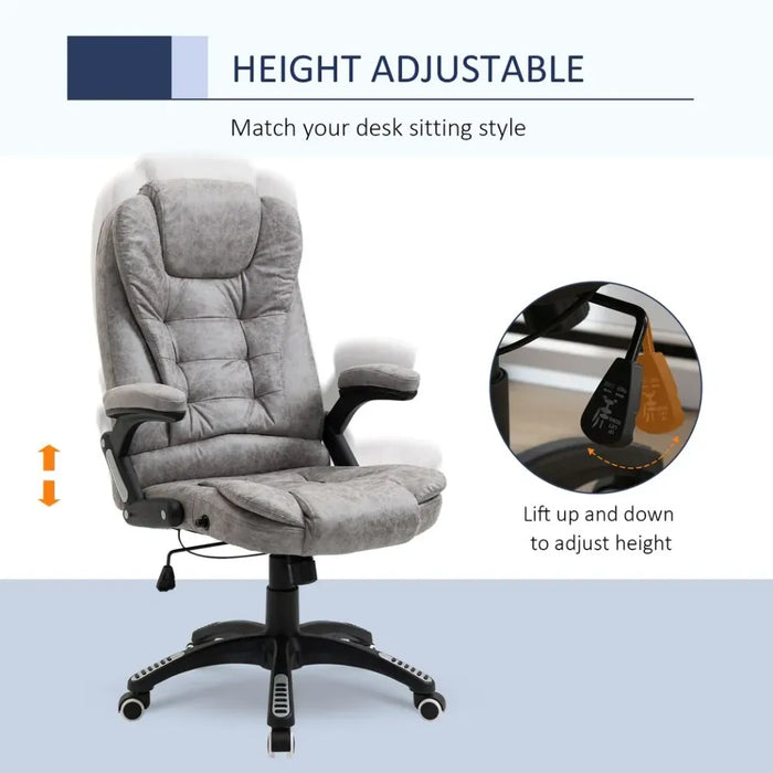 Luxury Microfibre High Back Office Chair | Grey | Swivel Wheels | Thick Padding