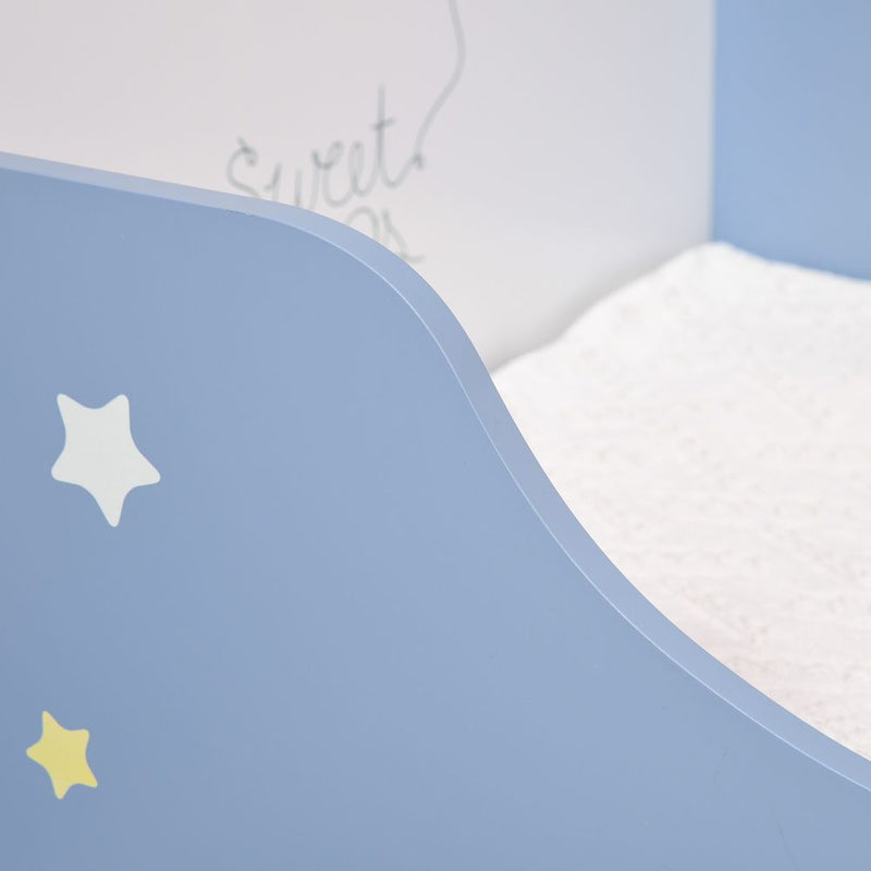 HOMCOM Toddler Bed Frame, Kids Bedroom Furniture for Boys Girls with Safe Guardrails, Low Junior Blue