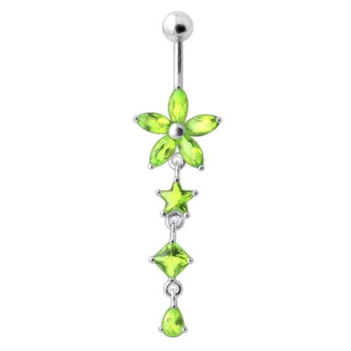 Flower Stone Studded Jeweled Flower Navel Ring