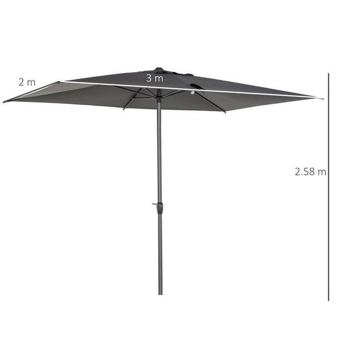 Premium Aluminium Garden Parasol: Sun Protection, Angle Adjustable, Grey