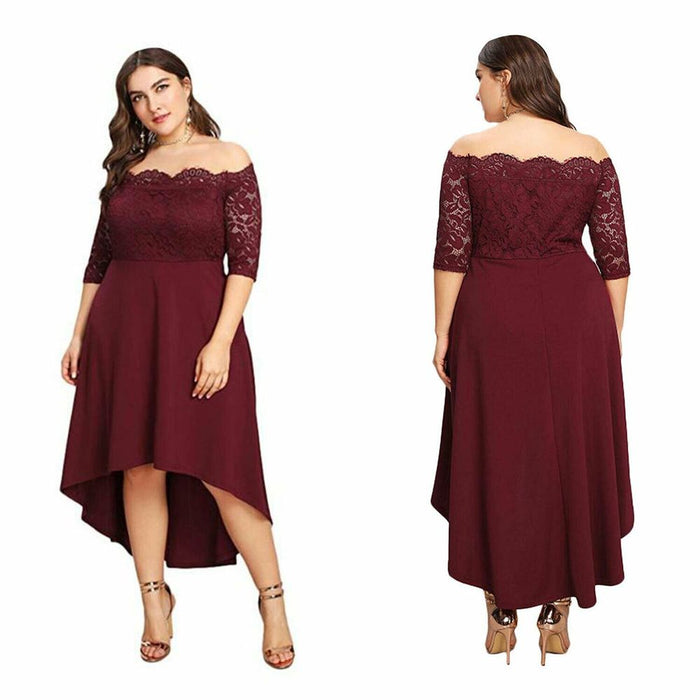 Elegant Flo Midi Party Dress – Wine, XL/2XL/3XL/4XL