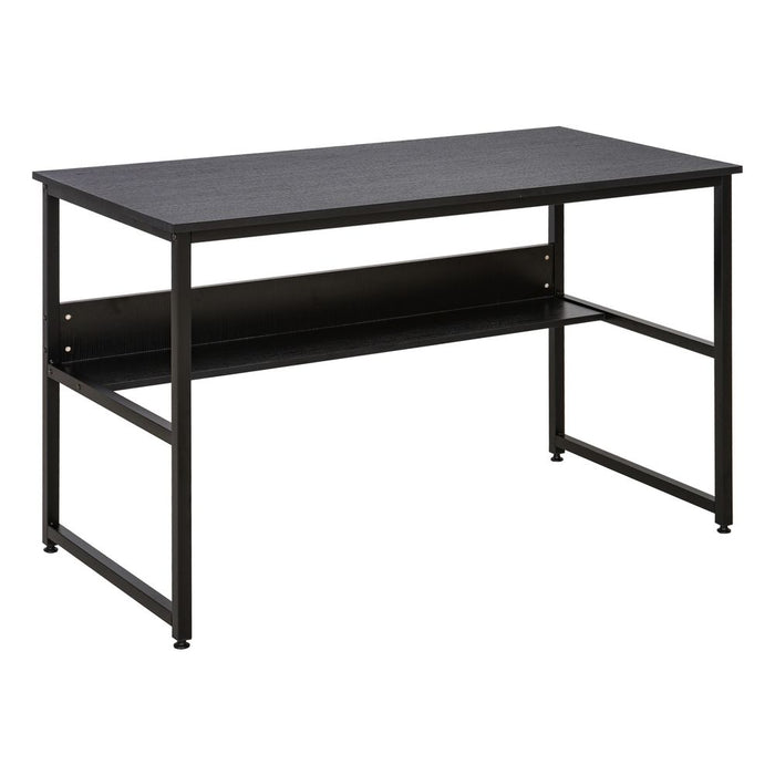 2-Tier Writing Desk, Metal Frame, Smooth Shelves, Storage Shelf, Black