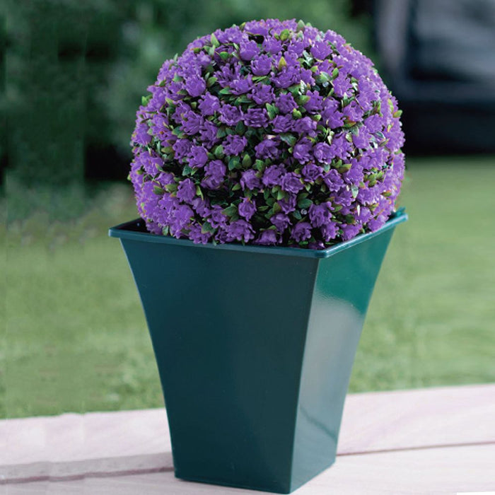 28cm Solar Topiary Ball PURPLE FLOWERTOP-8 AS-11527 - Illuminate your garden with this solar-powered beauty! Automatic dusk activation with dual function: static or flashing.