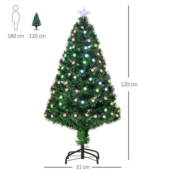 4FT PreLit Artificial Christmas Tree Fibre Optic Deco LED Light Xmas Deco Green