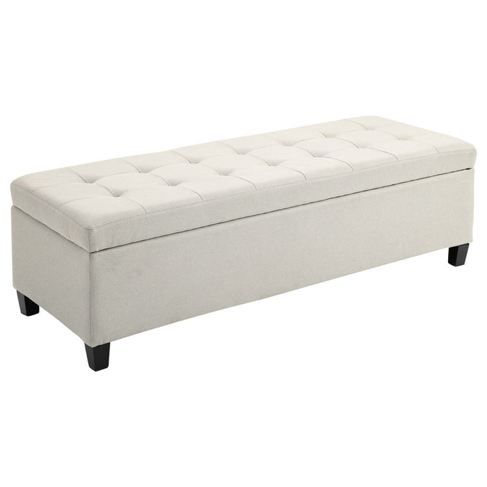 Linen Storage Ottoman Bench - Padded, Tufted, Hinged Lid, Wood Frame, Feet