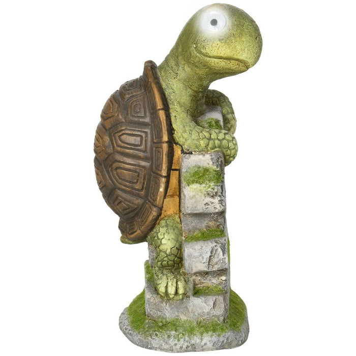 Vivid Tortoise Garden Statue w/ Solar LED Light - Outdoor Ornament, Weather-Resistant