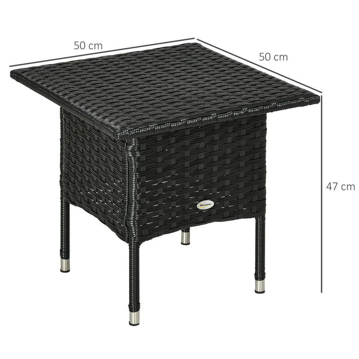 Premium PE Rattan Outdoor Coffee Table, Patio & Garden Black Side Table, High-Quality