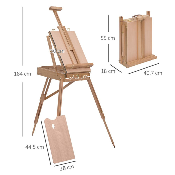 Portable Folding French Tripod Easel - Wooden Sketching Board for Artists - HOMCOM