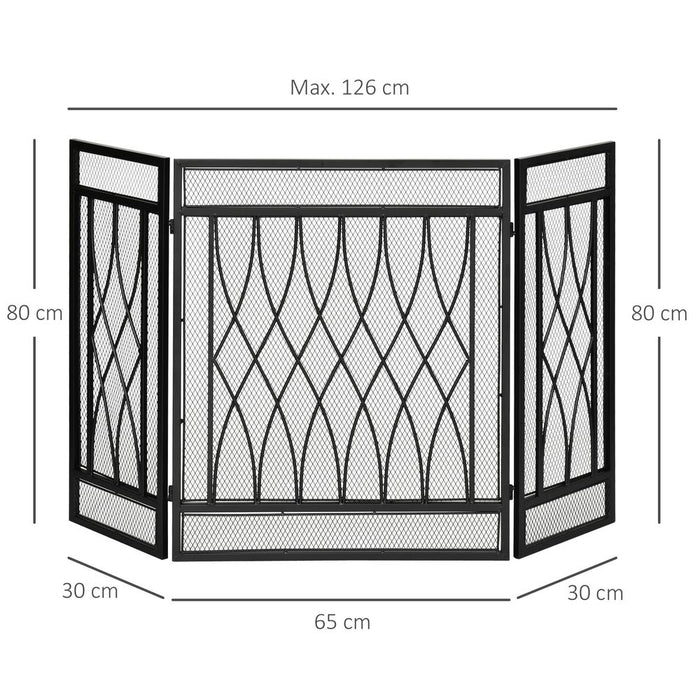 Premium 3-Panel Fireplace Screen: Metal Mesh Safety Guard - Protects against fire sparks - Stylish & High-Quality. Buy Now!