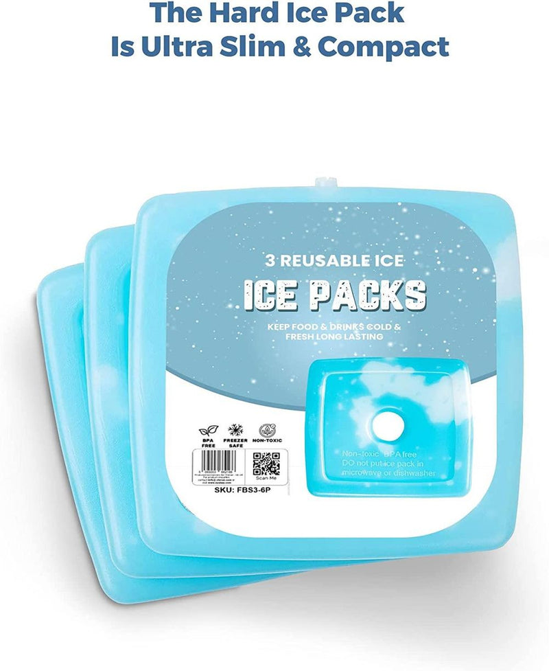 Sterun Reusable Ice Pack Slim & Lightweight Freezer Cold Packs for Lunch Boxes, Coolers & Camping | Freezer Blocks | Ice Packs For Cool Box | Ice Packs For Coolers