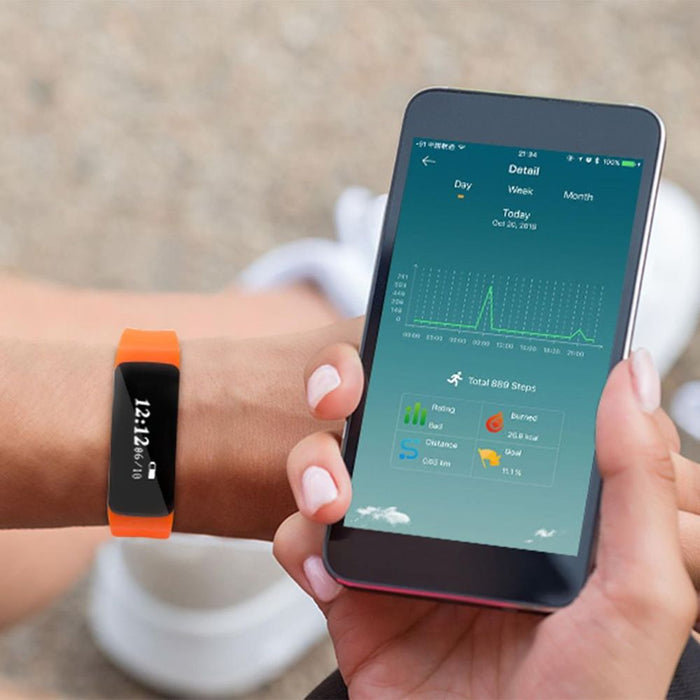 Bas-tek V5s Pro Bluetooth Fitness Watch & Tracker - Lightweight & Orange