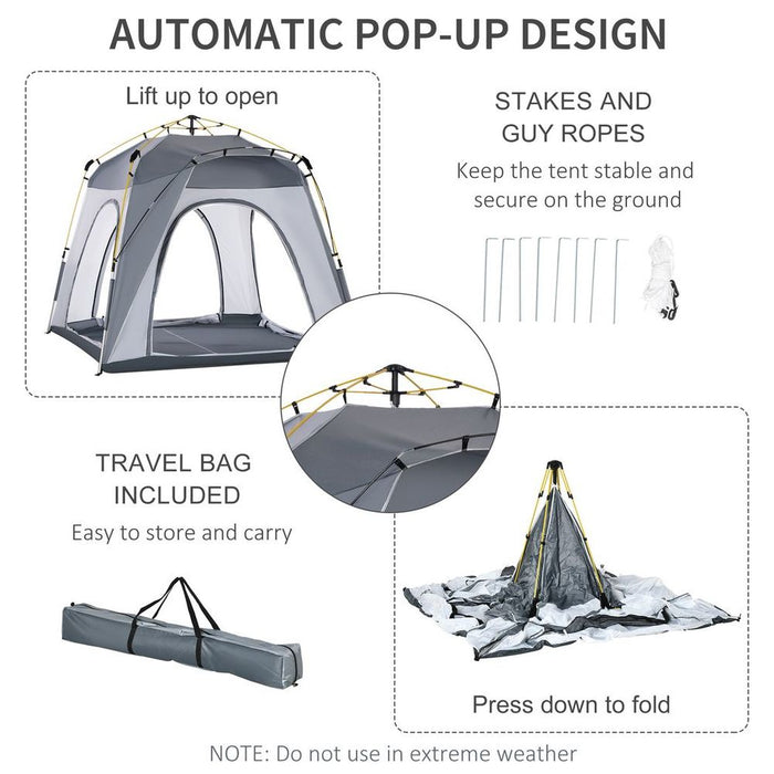 Outsunny 4-Person Pop Up Tent, Green - Easy Set Up, Durable Shell, Spacious Camping Shelter