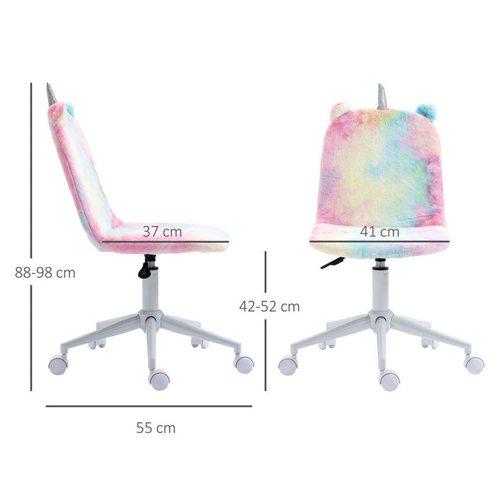 Premium Fluffy Unicorn Office Chair: Swivel Wheel, Cute Desk Chair, Rainbow; High-Quality, Comfortable, Fun Design