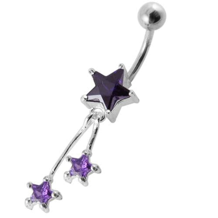 Jeweled Stars Dangling Belly Ring