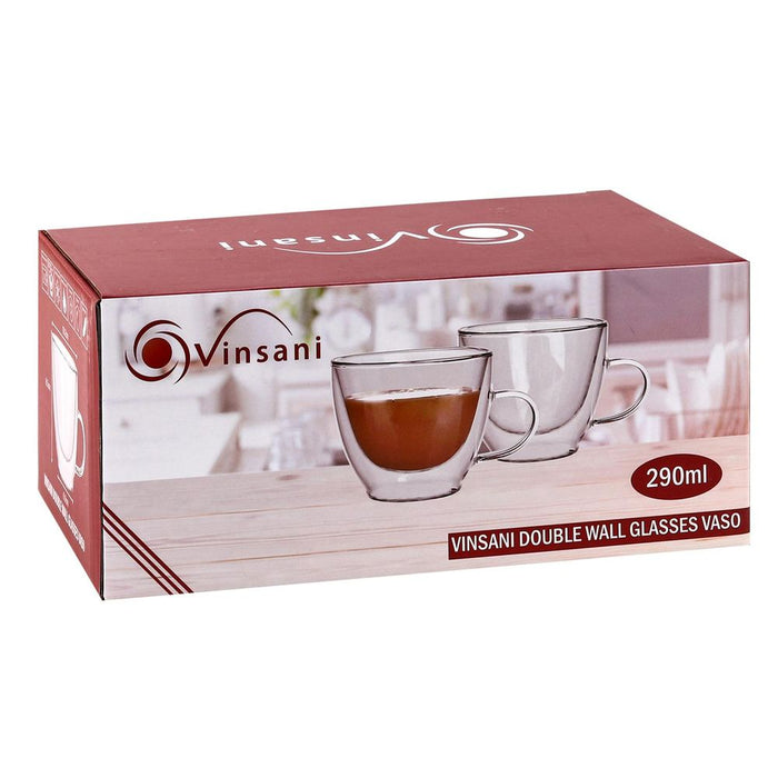 VINSANI DOUBLE WALL GLASSES: 12 Designs, Hot/Cold Drinks, Durable Borosilicate Glass, Ideal Gift - 80ml to 600ml