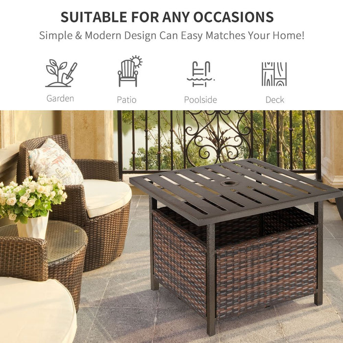 Outsunny Outdoor Rattan Coffee Table - Garden Backyard Essential