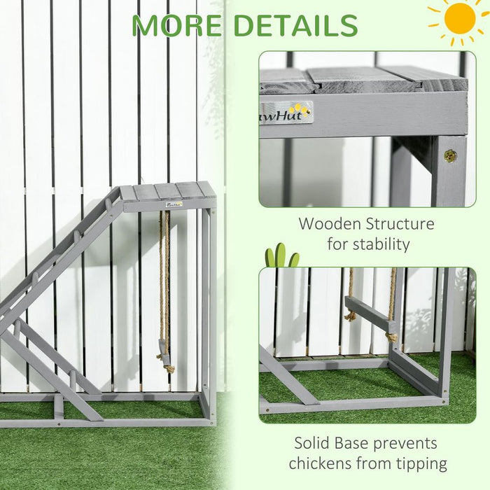 Ultimate Chicken Coop Toy: Swing, Ladder, Platform - 2 Chickens, Hens - Grey