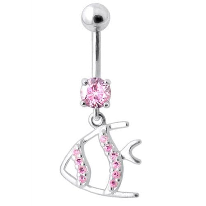 Jeweled Fish Dangling Navel Ring