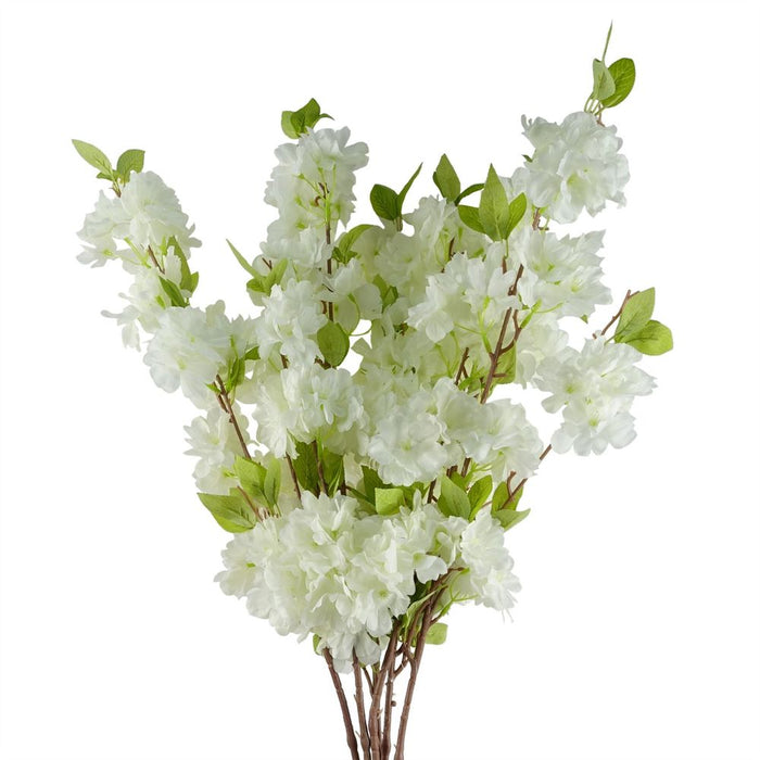 Premium White Artificial Blossom Stems - Pack of 6 | 100cm | Silk Flowers