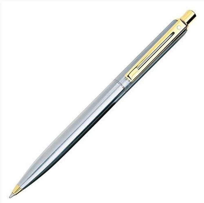 Sheaffer Sentinel Ball Pen - Brushed Chrome, Luxury Gift Box, Gold Trim N232551EB