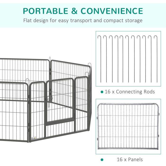 Heavy Duty 16 Panel Dog Pen - 60H cm - 2 Doors - Playpen for Dogs - Top Quality